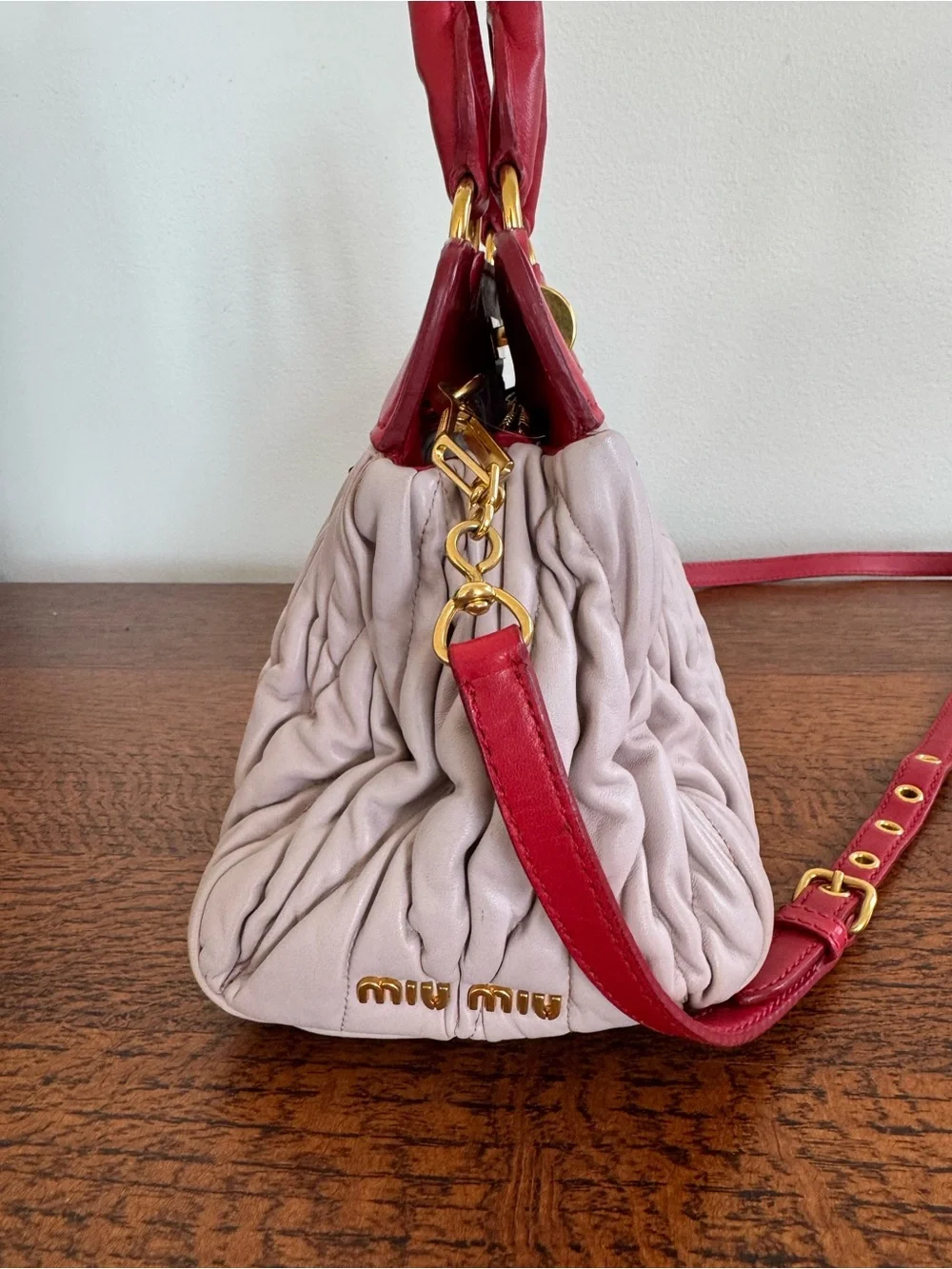 Miu Miu Bicolor Matelassé Nappa Leather Satchel/Crossbody with COA